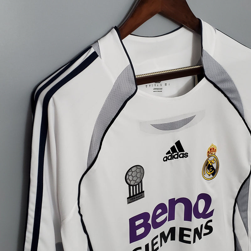 Camisa Real Madrid Titular 06/07 - Versão Retro Manga Comprida